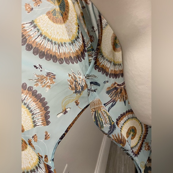 New Umgee Teal Tribal Feather Print Open Kimono Cover-Up S/M Chic & Breezy! NWT - Picture 14 of 16